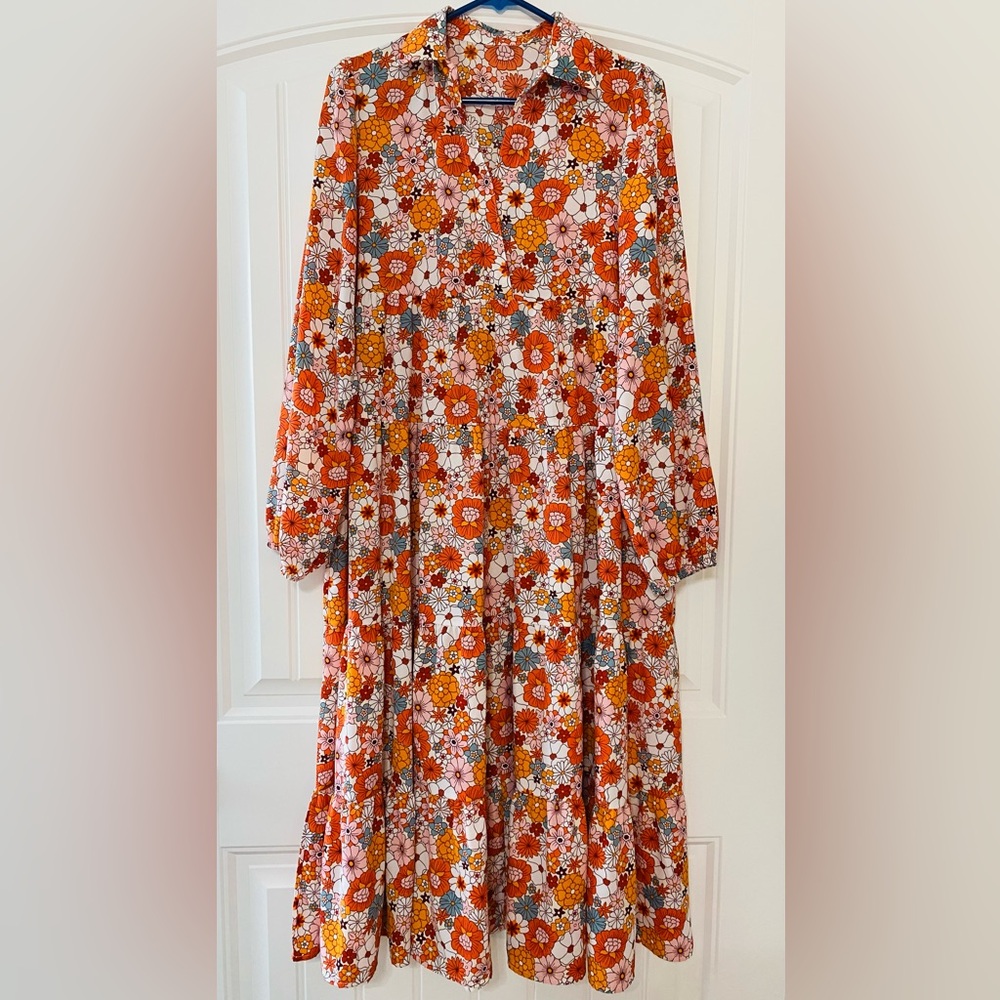 Vibrant floral print maxi dress
